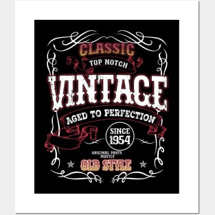 70th Birthday Gift for Men Vintage 1954 Aged to Perfection Sturgis 70th Birthday Posters and Art